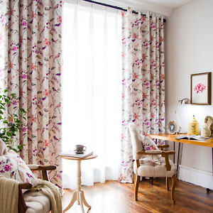 New ListingPrinted Bedroom Curtains, Window Grommet Panels Floral Room Darkening Drapes,Cur