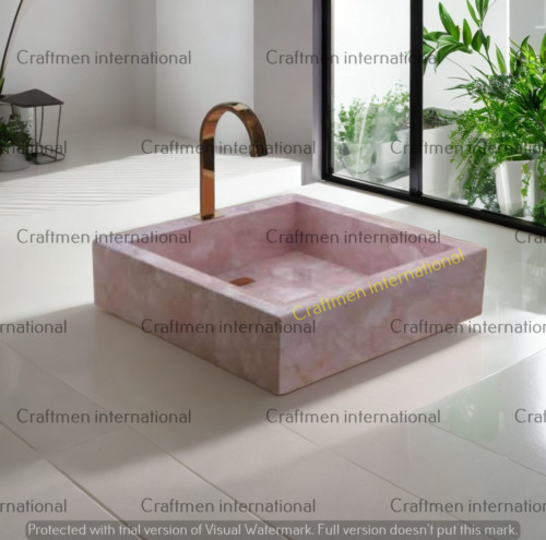 Rose Quartz Sink, bathroom vanity Sink, kitchen faucet Sink, Handmade Sink