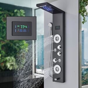 Shower Panel Tower System Rain&Waterfall Faucet Set Stainless Steel Massage Jet