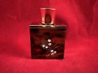 1940s Perfume Bottle Guilloche Lucite Glass in  Machined Metal 1.25