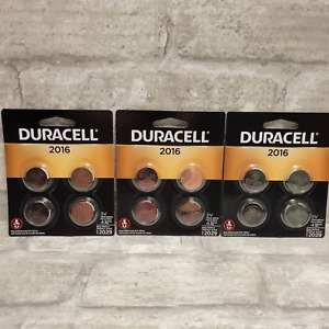 Duracell CR2016 3V Lithium Coin Cell Battery, 3 Packs of 4