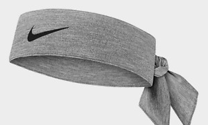 Nike Dri-Fit Reversible Head-Tie Headband Grey / Black Swoosh