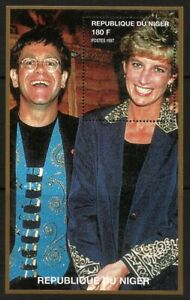 Niger  - British Princess Diana Lady Di & Elton John Souvenir Sheet MNH 1997