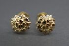 Real 10K Solid Yellow Gold 8.5MM Round Diamond Cut Nugget Stud Earrings.