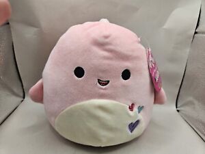 Squishmallow Selene the Pink Shark Plush With Hearts Valentine's 8