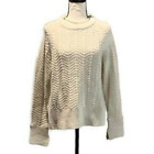 H&M Cream Cropped Knit Long Sleeve Sweater Women's Size Small