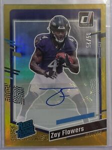 New ListingZay Flowers 2023 Donruss GOLD Rated Rookie Auto Rookie Card Ravens /25