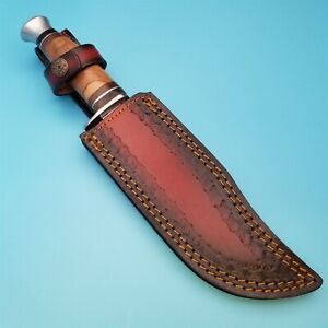 Knife Sheath Fixed Blade Leather Red Brown Fade Bowie 12.5