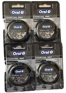 Pack of 4 ~ Oral B Charcoal Infused Mint Dental Floss, 54.6 Yd Each (Sealed)
