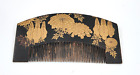 Antique Meiji Period Japanese Gold Lacquer Comb Makie Floral Hair accessories