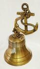 Antique Brass Anchor Ship Bell Nautical Rope Lanyard Pull Maritime Wall Decor