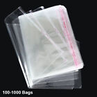 100-1000 Clear Self Adhesive Poly Bags OPP Cellophane Plastic Bags Choose Size