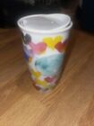 New ListingStarbucks 2015 Watercolor Hearts Ceramic Travel Tumbler 10 oz Mug Cup Lid 6 1/4”