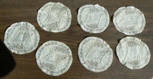 Antique French Normandy lace doilies  7 Handmade - embroidered flowers 4.5