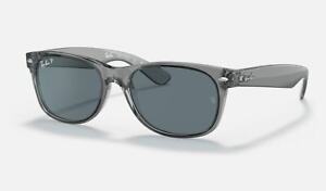 RayBan New Wayfarer Classic Transparent Grey/Dark Blue Polarized 55mm Sunglasses