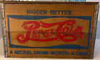 Vtg Pepsi Cola Wooden Crate Nickel Bottle Cap Checkers 17.75 x 11.75 x 11.25 in