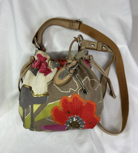 Fossil Long Live Vintage 1954 Floral Tapestry and Leather RETRO Shoulder Bag