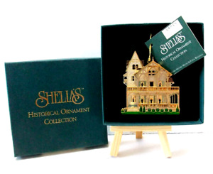 Shelia's Historical Ornament Clark House 1996 Metal w Stand Branford Connecticut