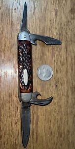 Vintage Kabar 1152 Pocket Scout Camp Knife With Can Openers.