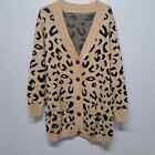 Womens Leopard Print Cardigan Sweater Long Sleeve Button Down Knit Jumpers XL