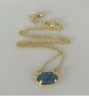 Kendra Scott Like gold Tone Pendant Necklace In Blue Drusy Durzy Brides Maid