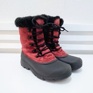 Sorel Snow Bird Red Suede Leather Duck Boots Size 8