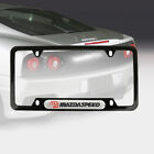 1x Mazdaspeed Black Stainless Steel License Plate Frame Silver Carbon Fiber Logo (For: Mazda CX-5)