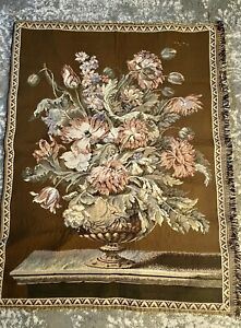 Vintage Tapestry Wall Hanging Classic Floral 27” X34”