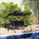 Porch Swing 3-Person Outdoor Hanging Chair Patio Swing Bench W/ Canopy Cushion