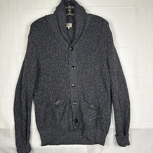 Faherty Men's Sz L Large Marled Cardigan Sweater Cotton/Cashmere Dark Gray Knit