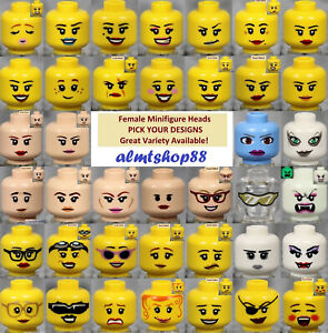 LEGO - FEMALE Minifigure Heads - PICK YOUR STYLE - Yellow Flesh Faces People