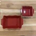 Set Of 2 LAURIE GATES WARE  Rectangular Porcelain Ceramic Serving Platter Tray