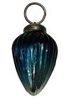 Antique Blue Murcury Glass 3” German Ribbed Oval Egg Kugel Christmas Ornament