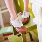 Vintage Women Oxford Flats Wingtip Low Heel Shoes Brogues Lace Up Girls School