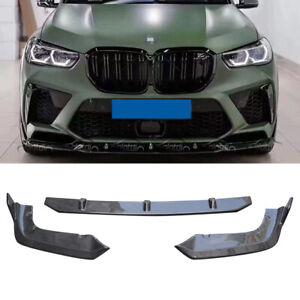 For 2020-2021 BMW X5M F95 Carbon Fiber Front Bumper Lip Chin Spoiler 3pcs