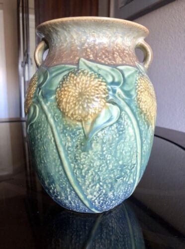 LARGE Roseville Sunflower Vase Pottery 1930's Vintage MINT CONDITION