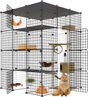 Large Cat Cage, Cat Enclosures Indoor with Balcony, DIY Cat Playpen Detachable M