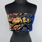 Unbranded M Sequined Velvet Bandeau Tube Crop Top Back Zip Party Night Out Club
