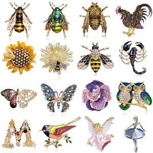 150+ Styles Crystal Brooch Pin Animal Plant Flower Daisy Insect Butterfly Women