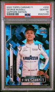 George Russell 2020 Topps Chrome Formula 1 Sapphire #200 PSA 10 Rookie RC F1