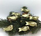 8 Gold Songbird Mini Tree Clip on Christmas Tree Ornament Gold Glitter