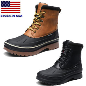 Men's Insulated Waterproof Snow Boots Warm Fur Lined Cold Weather Winter Shoes