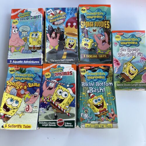 New ListingSpongebob Squarepants VHS Cassette Tape Box Lot Of 7 Nickelodeon Covers No Vhs
