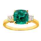 14KT White Gold 1.65 Carat 100% Natural Green Emerald IGI Certified Diamond Ring