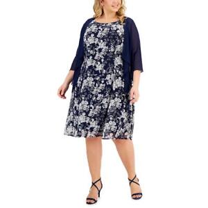 Connected Apparel Womens 2PC Floral Knee-Length Two Piece Dress Plus BHFO 3089