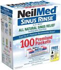 NeilMed Sinus Rinse Sealed 100 Saline Packets Nasal CPAP Allergy Breath Sleep Go