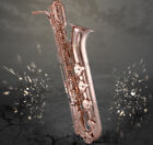 Rose Gold Plated TaiShan Baritone Eb Saxophone Low A SAX 2 Necks Leather Case