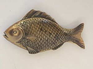Vintage Brass Fish Coin Jewelry Tray Catchall Soap Dish Trinket Decor 6