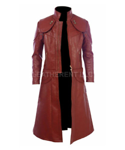 Mens Devil May Cry 5 Dante Demon Slayer Cosplay Wear Real Leather Trench Coat