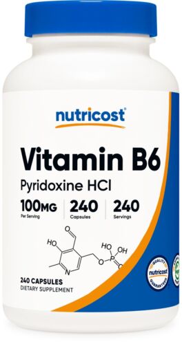 Nutricost Vitamin B6 as Pyridoxine HCl, 100 mg, 240 Caps